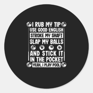 Funny pool player billiards snooker sports humour classic round sticker