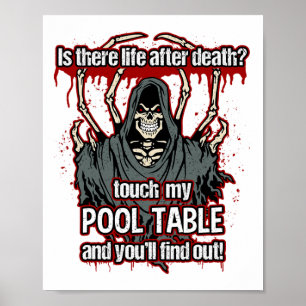 Funny Pool Player Grim Reaper Poster