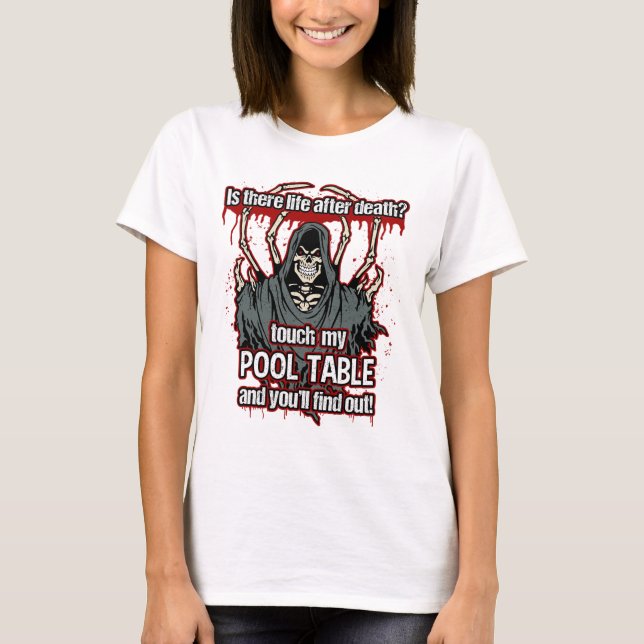 Funny Pool Player Grim Reaper  T-Shirt (Front)