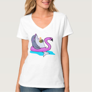 Funny Pool Side Pink Swan Float   Shark Weekend T-Shirt