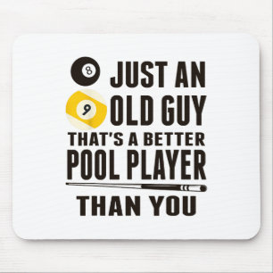 Funny Pool T Shirt Just An Old Guy Billiards Gift Mouse Mat