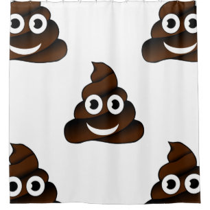 funny poop emoji bathroom shower curtain