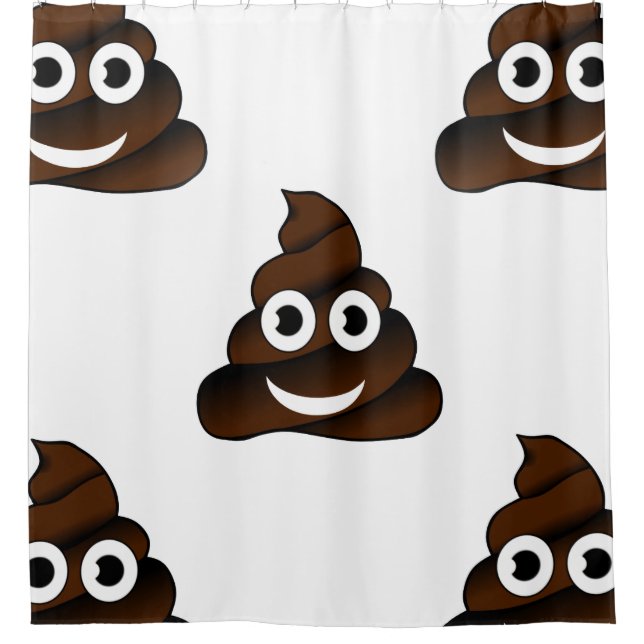funny poop emoji bathroom shower curtain (Front)