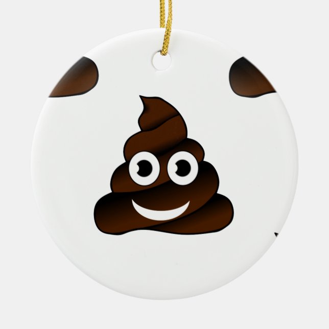 funny poop emoji ceramic tree decoration (Front)