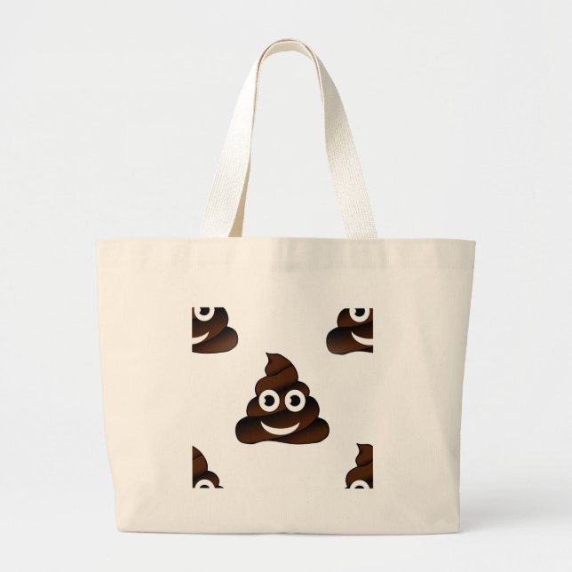 funny poop emoji large tote bag (Front)