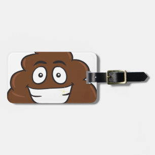 funny poop emoji luggage tag