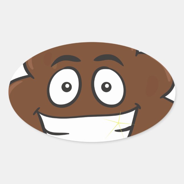 funny poop emoji oval sticker (Front)