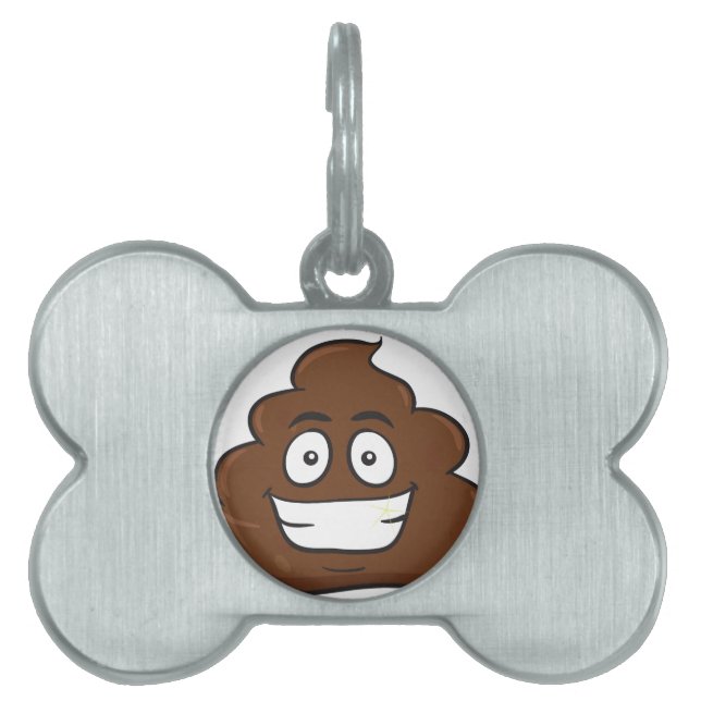 funny poop emoji pet name tag (Front)