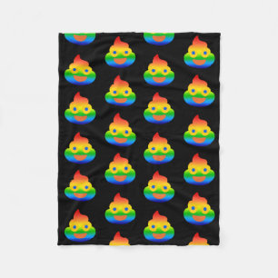 Funny Poop Emoji Rainbow Colour Smile Face Humour Fleece Blanket