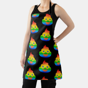 Funny Poop Emoji Rainbow Colour Smiling Face Humou Apron