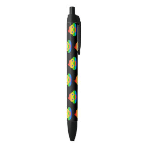 Funny Poop Emoji Rainbow Colour Smiling Face Humou Black Ink Pen