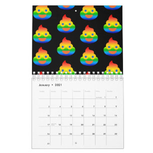 Funny Poop Emoji Rainbow Colour Smiling Face Humou Calendar