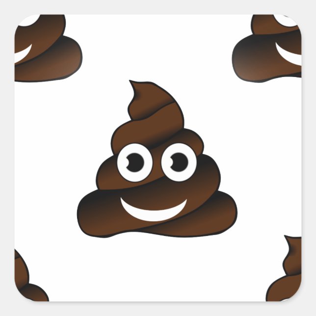 funny poop emoji square sticker (Front)