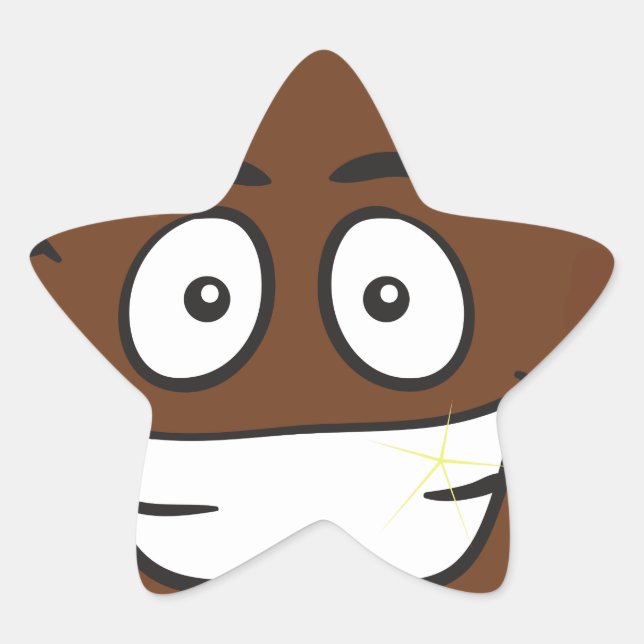 funny poop emoji star sticker (Front)