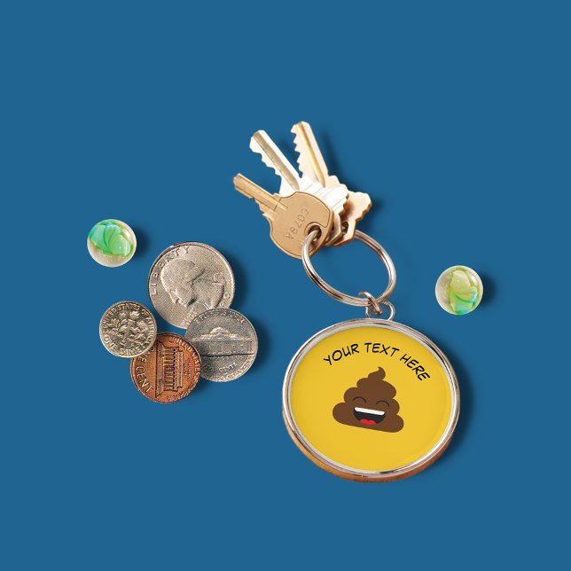 Funny Poop Emoji with Custom Message Key Ring (Creator Uploaded)