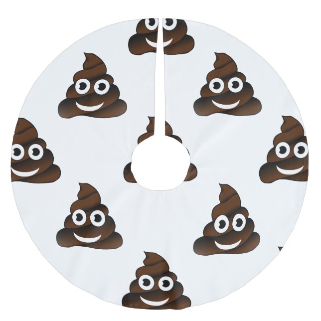 funny poop emoji xmas christmas tree skirt (Front)