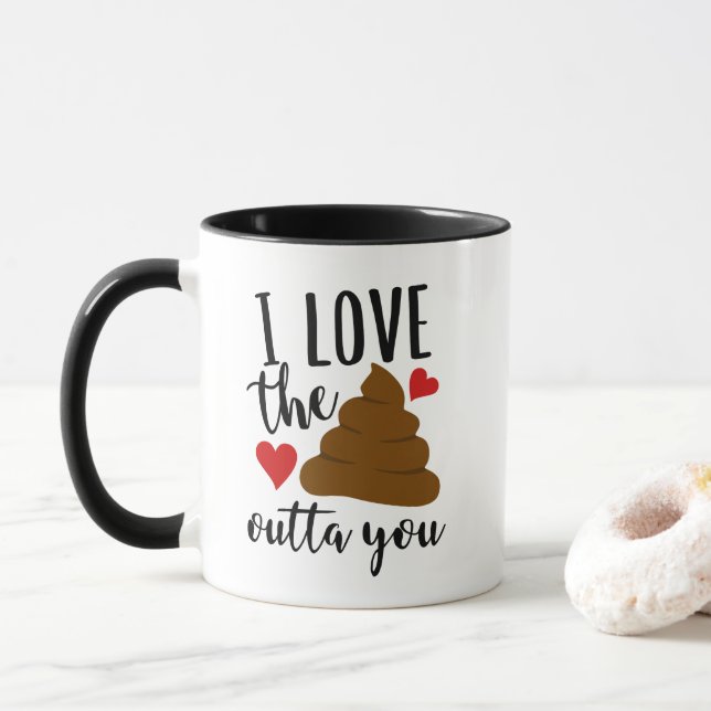 Funny poop love words mug (With Donut)