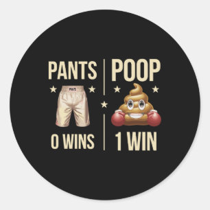 Funny Poop Toilet Humour Poop Boxing Meme Pants 0  Classic Round Sticker
