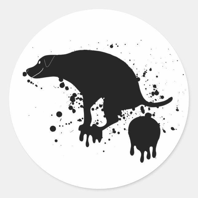 Funny Pooping Dog gag  Classic Round Sticker (Front)