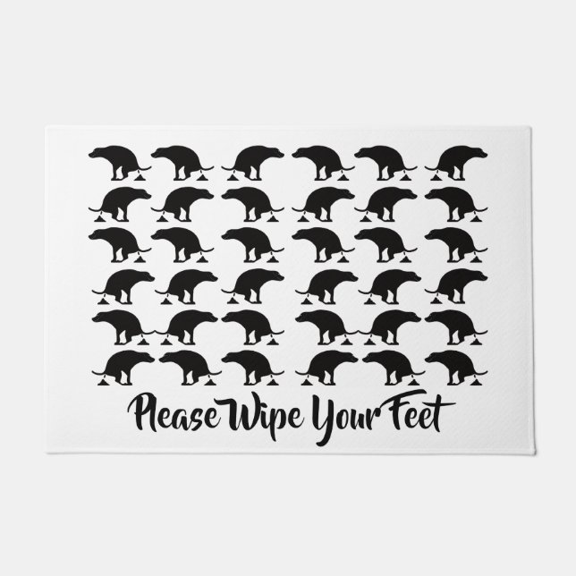 Funny Pooping Dogs Please Wipe Your Feet Doormat (Front)
