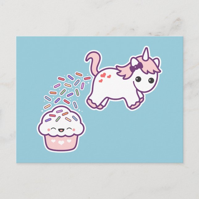 Funny Pooping Unicorn Postcard (Front)