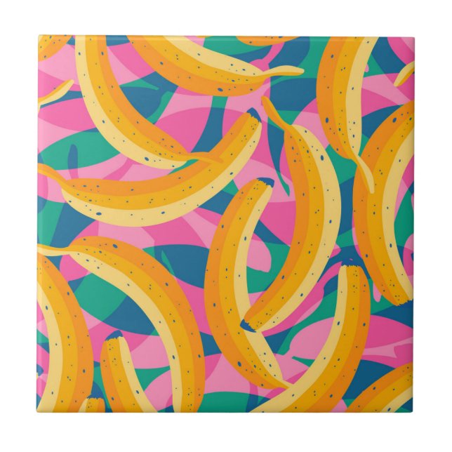 Funny pop art bananas pattern. tile (Front)