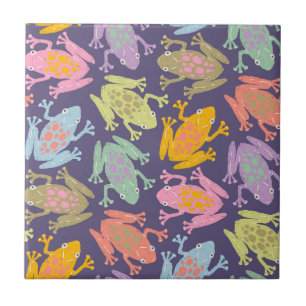 Funny pop art tropical frogs pattern. tile