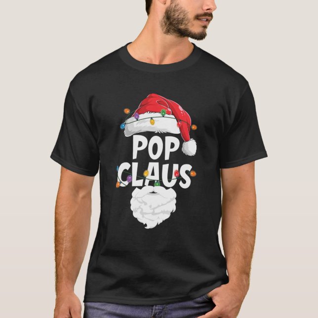 Funny Pop Claus Santa Hat Family Christmas Pyjamas T-Shirt (Front)
