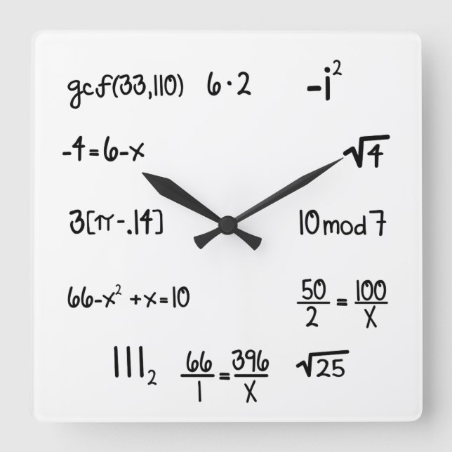 Funny Pop Quiz Math Genius Square Wall Clock (Front)
