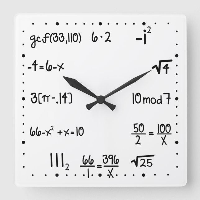 Funny Pop Quiz Math Genius Square Wall Clock (Front)