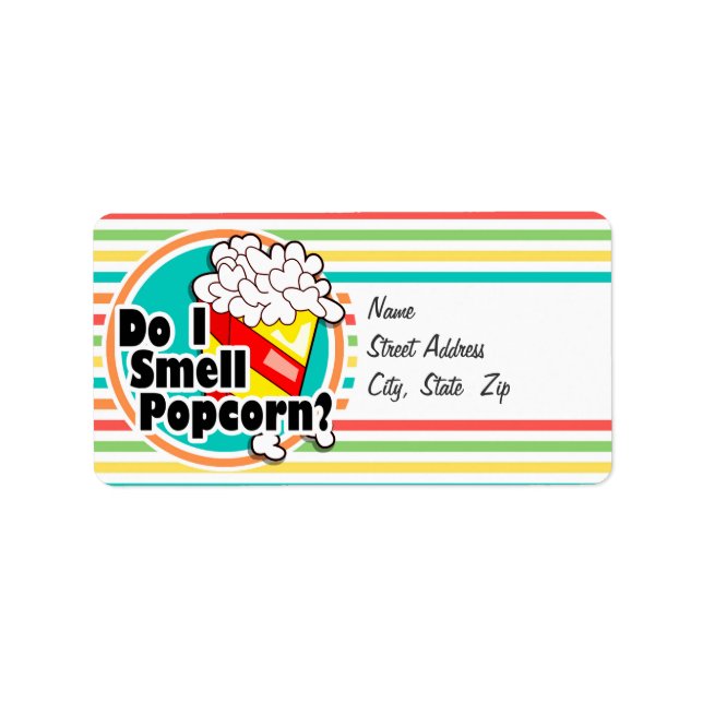 Funny Popcorn; Bright Rainbow Stripes Label (Front)