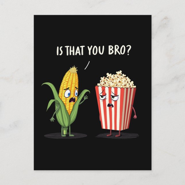 Funny Popcorn Cute Kawaii Style Popped Pop-Corn Holiday Postcard (Front)