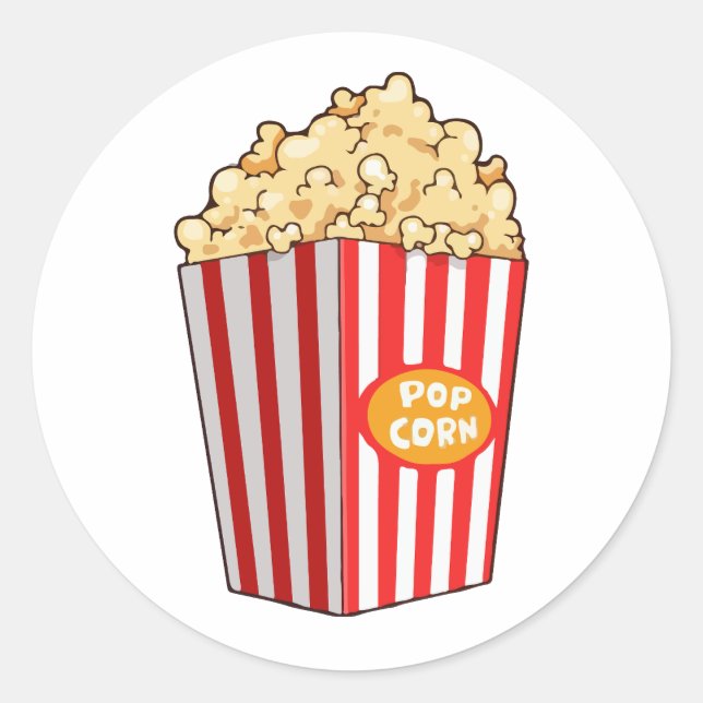 Funny Popcorn, Popcorn Gifts, Movie Lover Classic Round Sticker (Front)