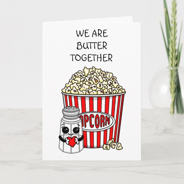 Funny Popcorn Pun | Valentine's Day Card (Front)