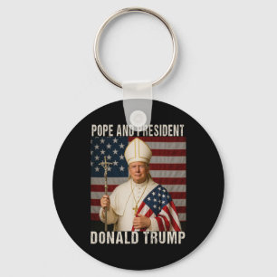 Funny Pope Trump And President Donald Trump  Key Ring