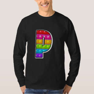 Funny Poppin Kids Pop It P Cutest Capital Letter P T-Shirt
