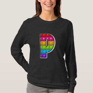 Funny Poppin Kids Pop It P Cutest Capital Letter P T-Shirt