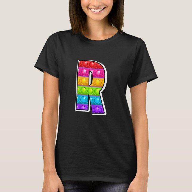 Funny Poppin Kids Pop It R Cutest Capital Letter R T-Shirt (Front)