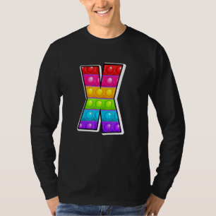 Funny Poppin Kids Pop It X Cutest Capital Letter X T-Shirt