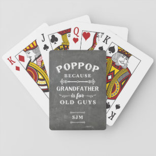 Funny Poppop Grandfather Monogram Playing Cards