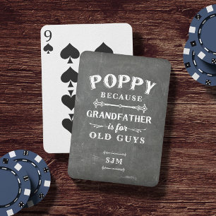 Funny Poppy Grandfather Monogram Playing Cards