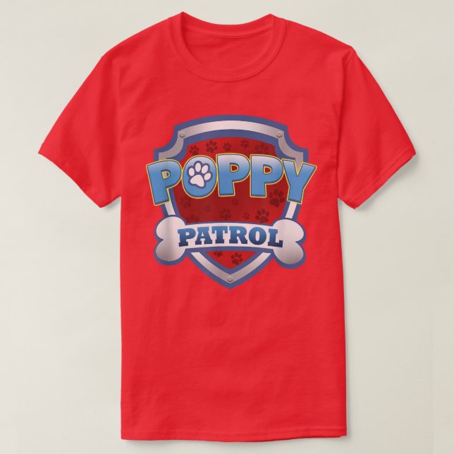 Funny Poppy Patrol  Dog Mum, Dad For Men Women  T-Shirt (Design Front)