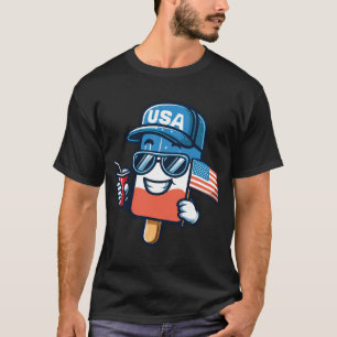 Funny Popsicle 4th Of July Patriotic American Flag T-Shirt