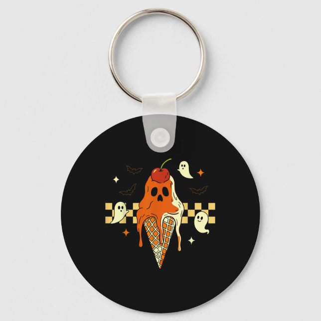 Funny Popsicle Spooky Ghost Halloween Ice Cream Su Key Ring (Front)