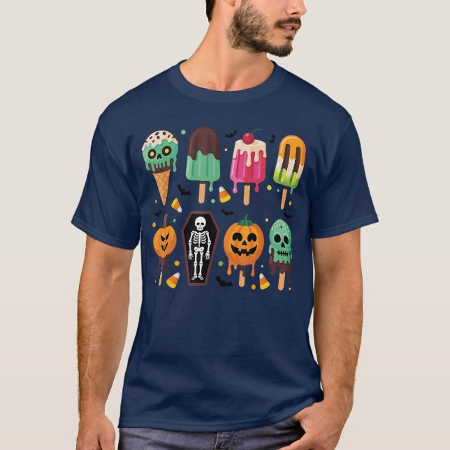 Funny Popsicle Summer Horror Halloween Ice Cream S T-Shirt (Front)