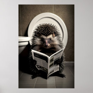 Funny Porcupine Bathroom Print Animals on Toilet