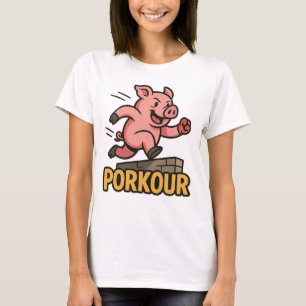 Funny Porkour Pig – Parkour Parody Shirt