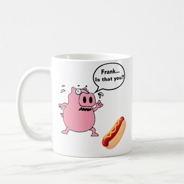 Funny Porky Pig Meets Frankfurter Hot Dog Lovers Coffee Mug (Left)
