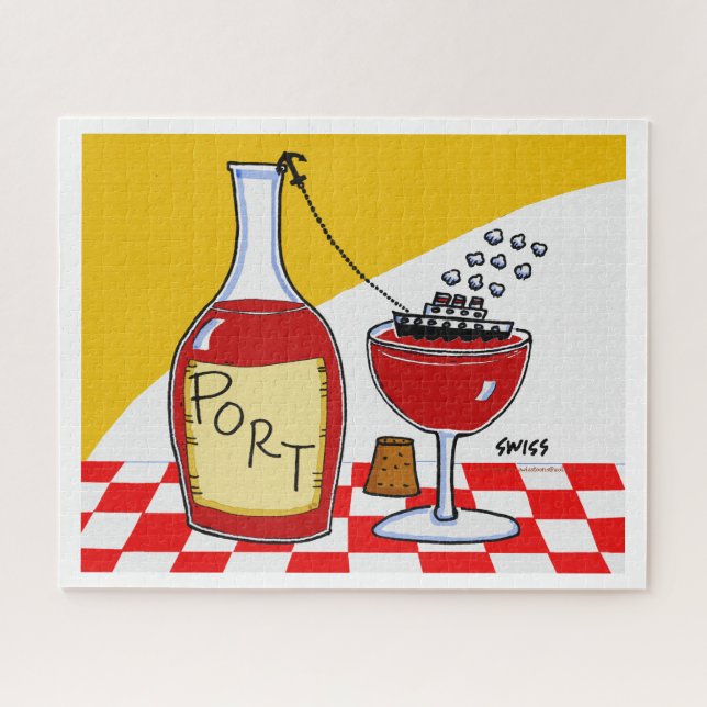 Funny Port Wine Bon Voyage Party Door Prize Jigsaw Puzzle (Horizontal)