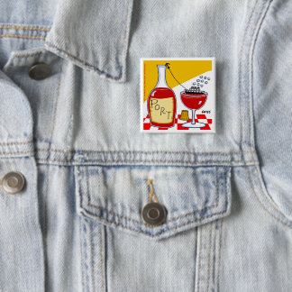 Funny Port Wine Cartoon Bon Voyage Tasting Party 15 Cm Square Badge